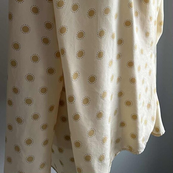 Alfred Sung Vintage Butter Pure Silk Wrap Blouse with Sunburst Dots – US 12 - Picture 2 of 12